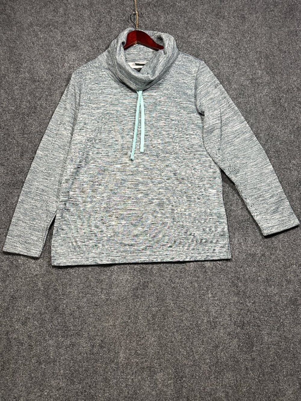 Columbia Top Womens Medium Turtleneck Sweatshirt Gray Heathered Split Hem Pullov